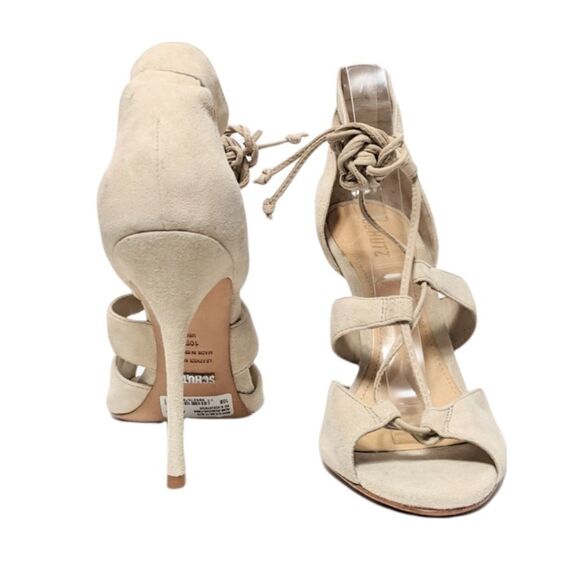 NWOB SCHUTZ Clove Suede Ankle Wrap Lace-Up Heels 10 - Picture 4 of 13